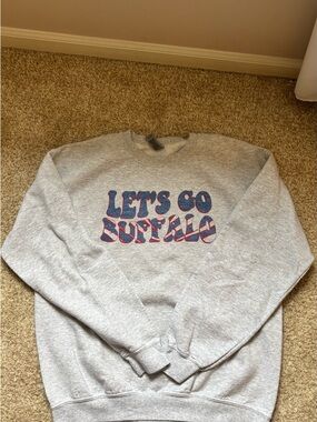 Gray 'Let's Go Buffalo' Graphic Crewneck Sweatshirt